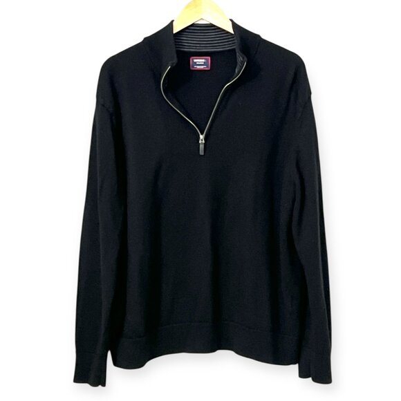 UNTUCKit Men’s XX-Large 100% Extrafine Merino Wool Quarter-Zip Sweater Black - Picture 1 of 10